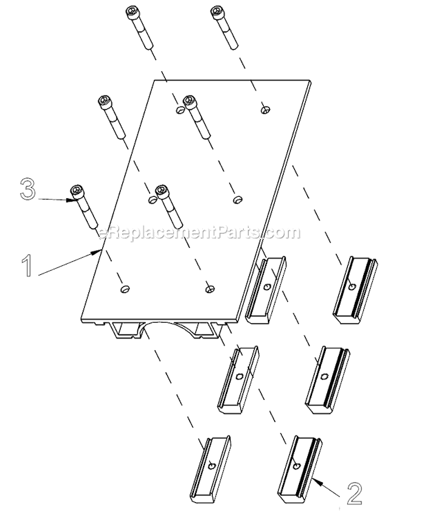 Rail Connector Plate Diagram and Parts List for BD1272  Barranca Diamond Chop Saw
